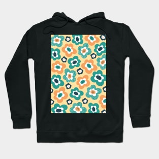 Funky Floral Pattern in Charcoal, Teal, Orange and Yellow Hoodie